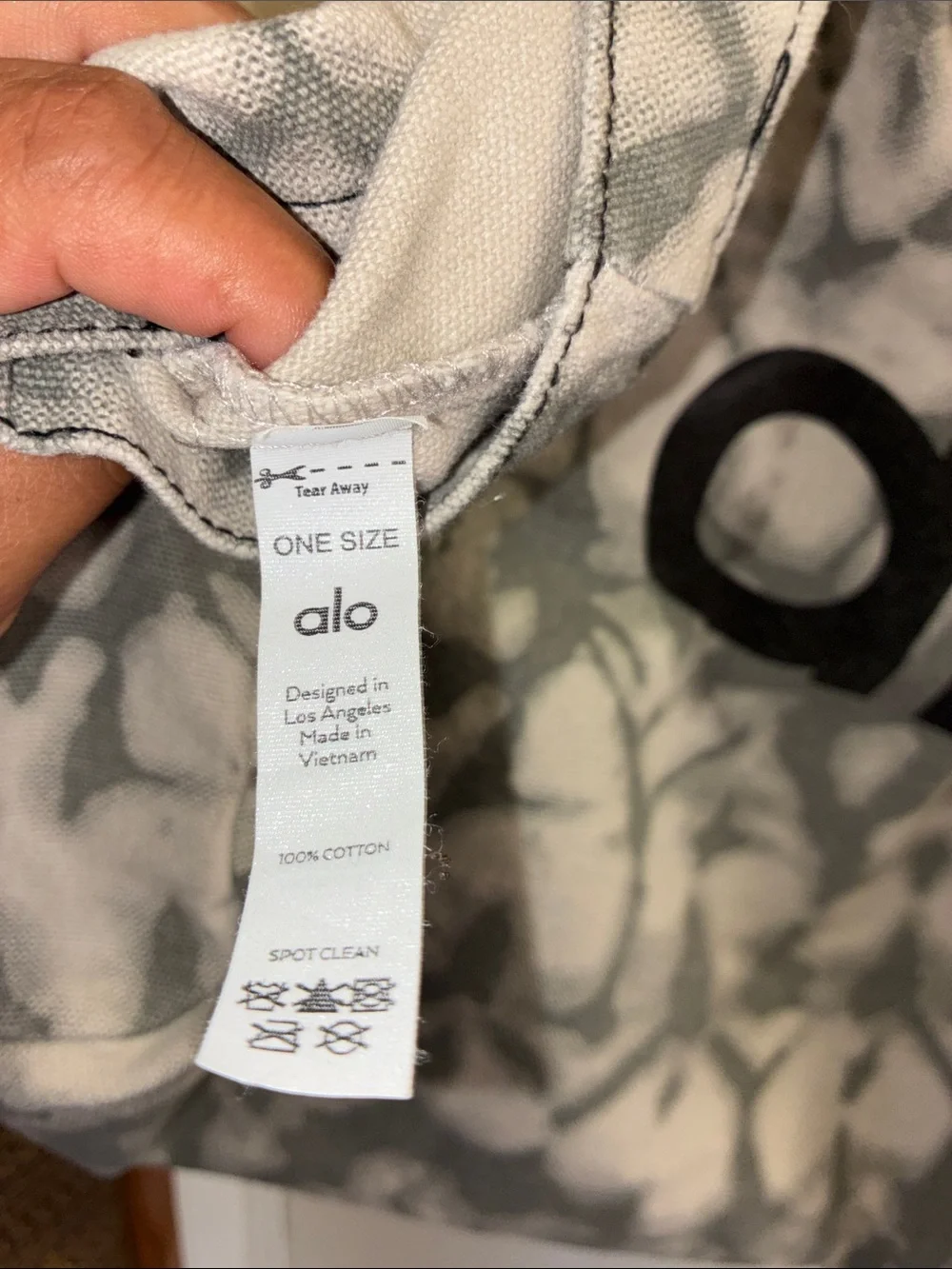 ALO Yoga Gray Tie-Dye Canvas Tote with Black Logo